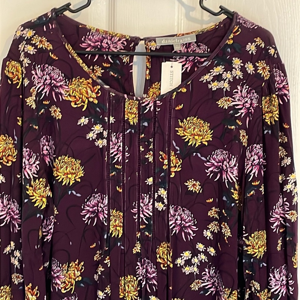 DanielRainn Purple Floral Boho Cottage Peasant, Stitch Fix Top Size XL